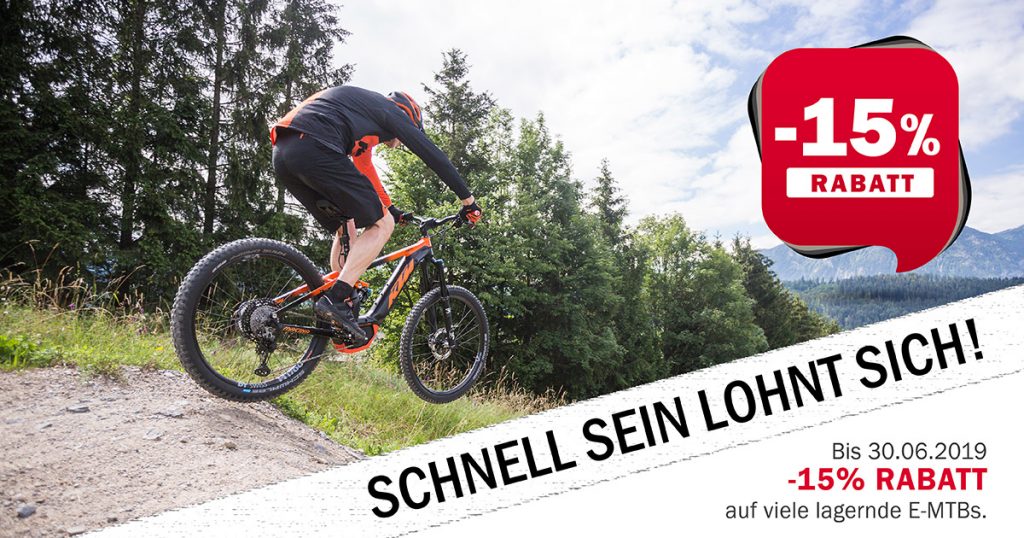 -15% auf lagernde E-Mountainbikes